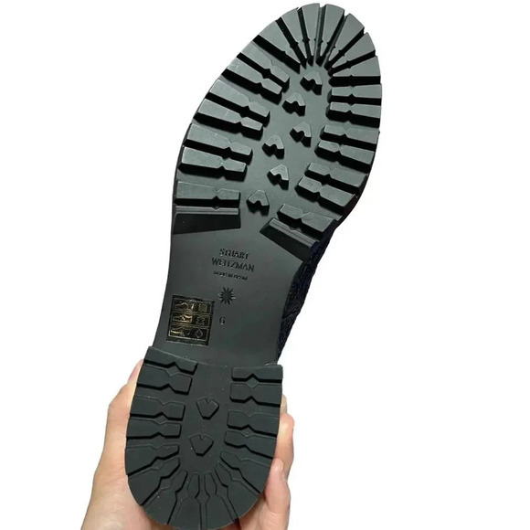 STUART WEITZMAN Tweed Tweed Metallic Pattern Combat Boots Size 6 - Picture 6 of 6